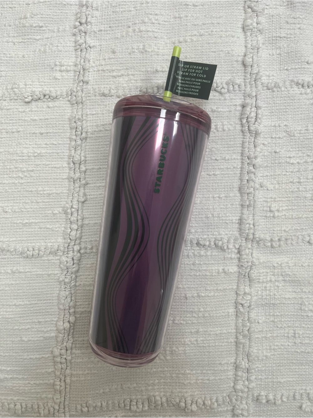 NWT Starbucks 24 oz Cold Purple, Black, Pink, & Lime Green Wave Tumbler w/ Straw